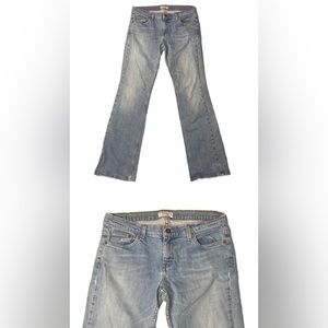 American Eagle Outfitters Stretch Light Denim Blue Wash Distressed Jeans Size 10